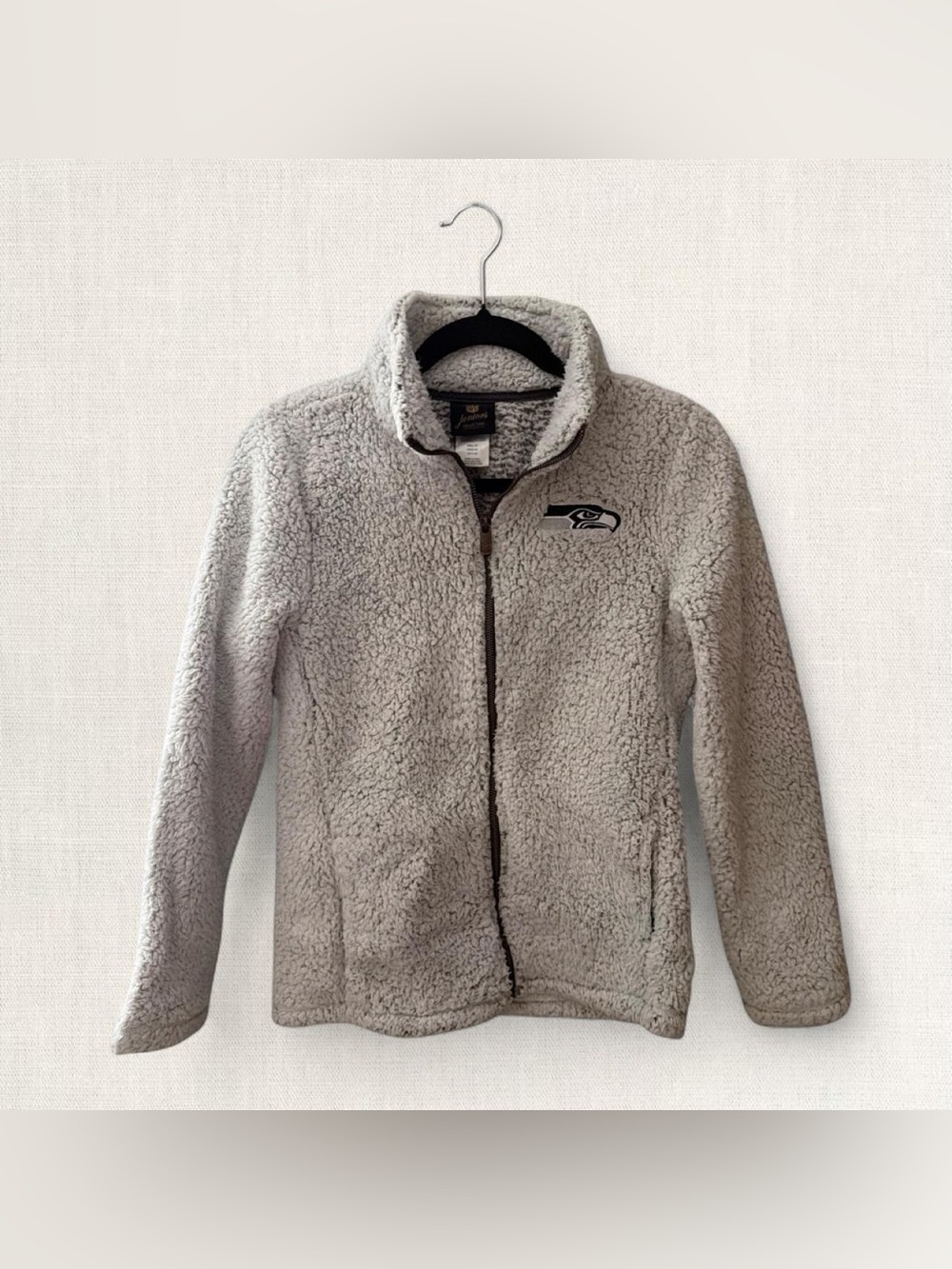 NFL Sherpa Girls Zip Jacket in Gray and Navy